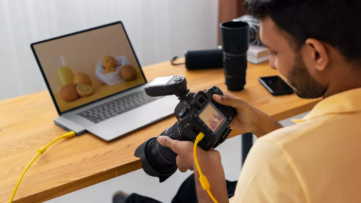 Video marketing strategy setup showing camera and content planning for business growth